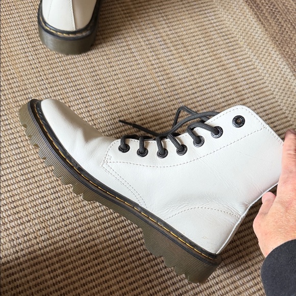 Dr. Martens White Leather Boots with Black Accents - Picture 5 of 7